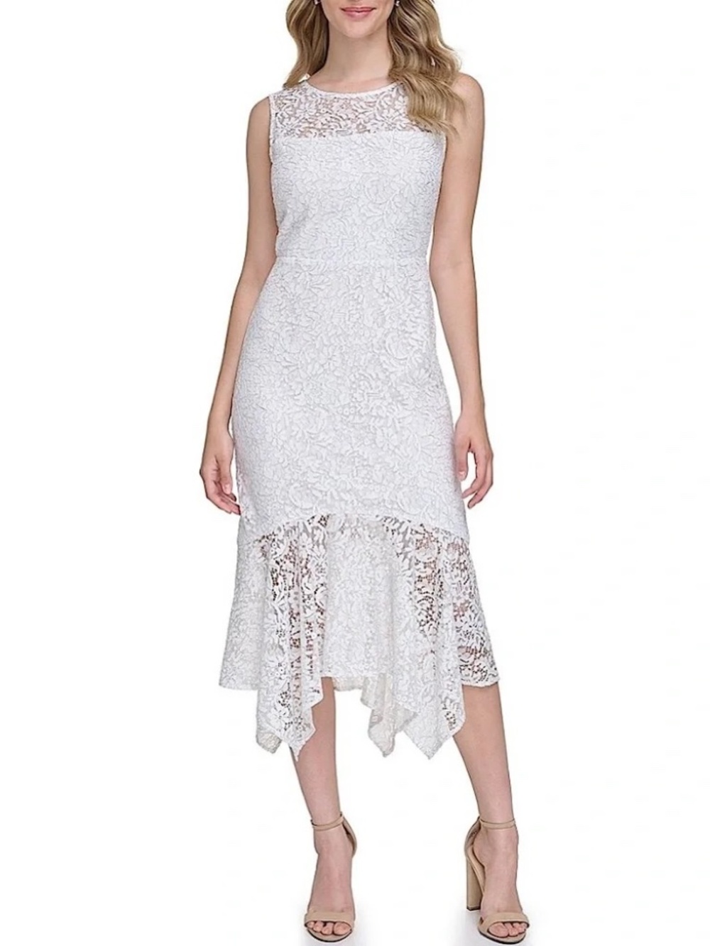 Kensie Women's Sleeveless Lace Mermaid Midi Dress